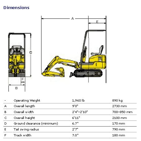 micro mini digger dimensions|1 ton mini digger dimensions.